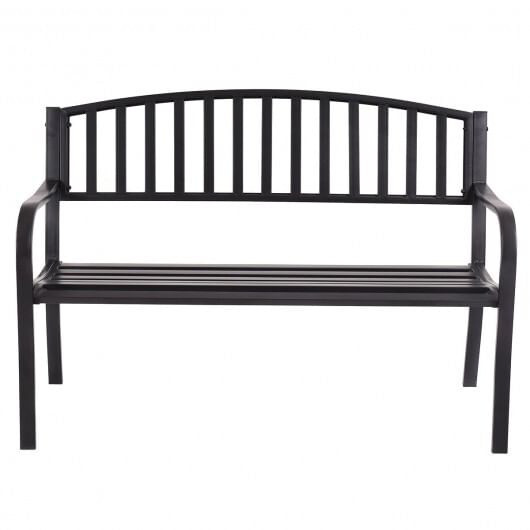 50 Inch Patio Garden Bench Loveseats for Outdoor - Color: Black D681-OP70535