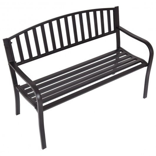 50 Inch Patio Garden Bench Loveseats for Outdoor - Color: Black D681-OP70535