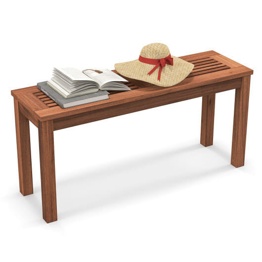 2-Seater Patio Backless Dining Bench with Breathable Slatted Seat - Color: Natural D681-JV11106