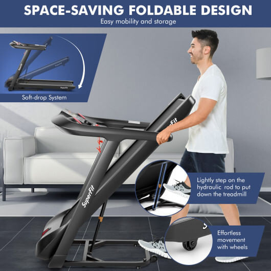 4.75HP Folding Treadmill with Preset Programs Touch Screen Control-Black - Color: Black D681-SP37749WL-DK
