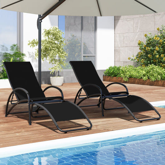 2-in-1 Outdoor Rocking Chair with 4-Position Adjustable Backrest for Patio Porch Poolside-Black - C D681-NP11615SH