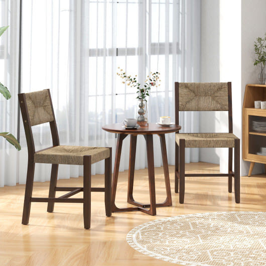 Wooden Dining Chair Set of 2 for Kitchen Dining Room-Brown - Color: Brown D681-JV11590BN