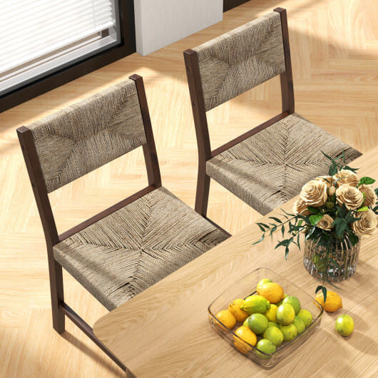 Wooden Dining Chair Set of 2 for Kitchen Dining Room-Brown - Color: Brown D681-JV11590BN
