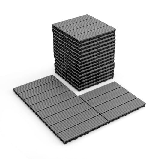 12 x 12 Inch 18 Piece All Weather Interlocking Deck Tiles for Splicing Area-Gray - Color: Gray D681-NP11789GR