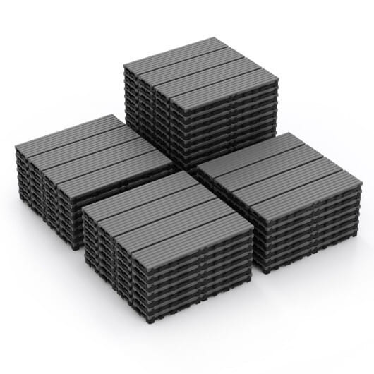 12 x 12 Inch 18 Piece All Weather Interlocking Deck Tiles for Splicing Area-Gray - Color: Gray D681-NP11789GR