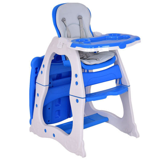 3 in 1 Infant Table and Chair Set Baby High Chair-Blue - Color: Blue D681-BB4640BL