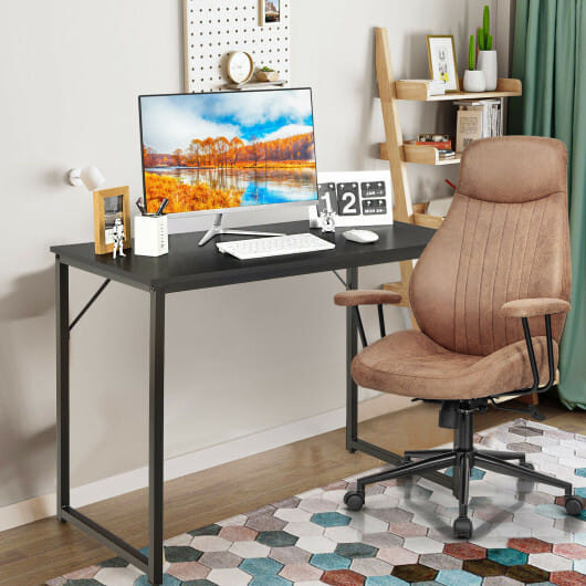 L Shaped Computer Desk and Writing Workstation for Home and Office-Black - Color: Black D681-CB10360DK
