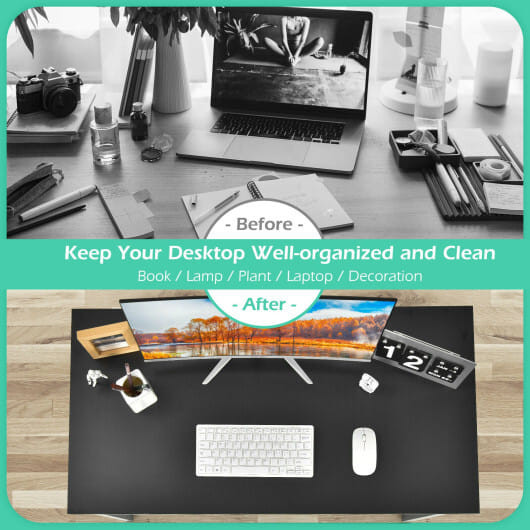 L Shaped Computer Desk and Writing Workstation for Home and Office-Black - Color: Black D681-CB10360DK