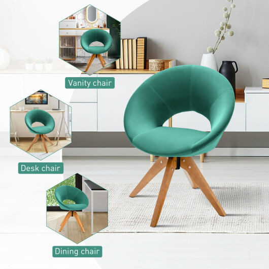 Swivel Accent Chair with Oversized Upholstered Seat for Home Office-Green - Color: Green D681-JV10356GN