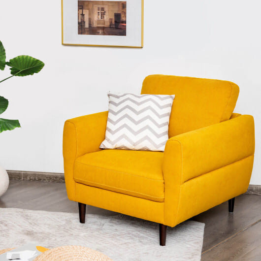 Modern Upholstered Accent Chair Single Sofa Armchair-Yellow - Color: Yellow D681-HV10186WL-22YE