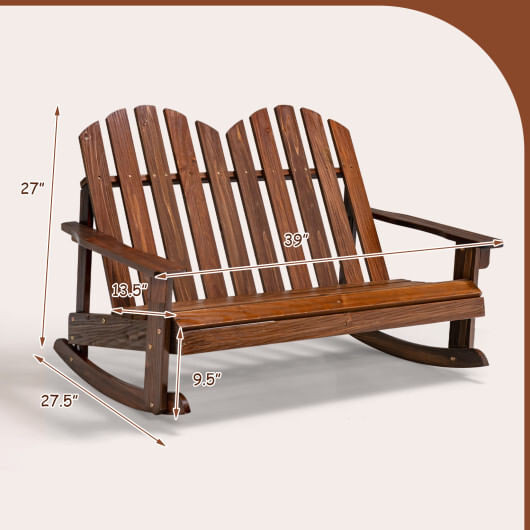 2 Person Adirondack Rocking Chair with Slatted seat-Brown - Color: Brown D681-NP11090CF
