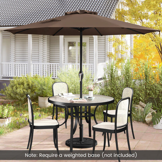 Outdoor Heavy Duty Market Umbrella with Crank Handle and 8 Sturdy Ribs-Brown - Color: Brown D681-NP12130CF