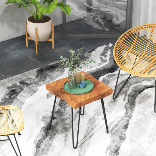 Square Reclaimed Recycled Indonesia Teak Wood End Table - Color: Brown D681-JV10967