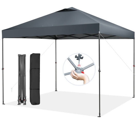 10 x 10 Feet Foldable Outdoor Instant Pop-up Canopy with Carry Bag-Gray - Color: Gray D681-NP10847GR