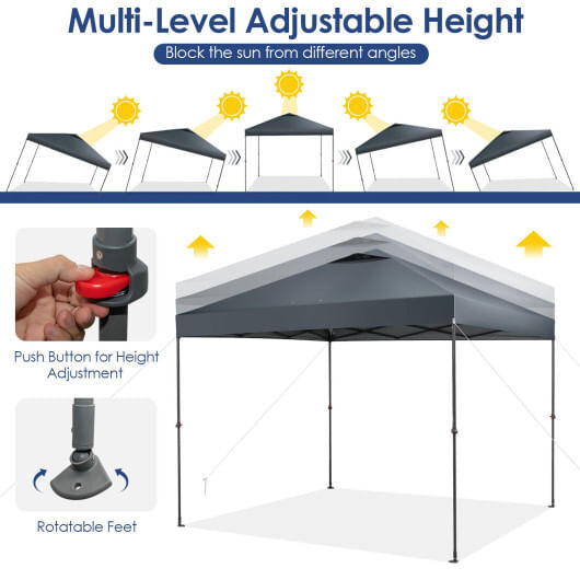 10 x 10 Feet Foldable Outdoor Instant Pop-up Canopy with Carry Bag-Gray - Color: Gray D681-NP10847GR