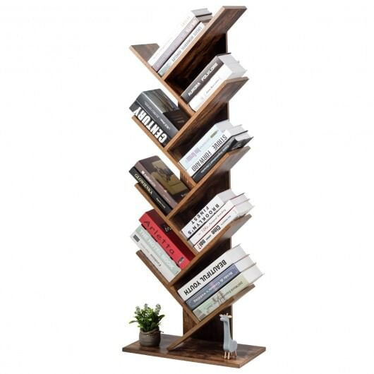8-Tier Free Standing Tree Bookshelf-Coffee - Color: Coffee D681-HW65406CF