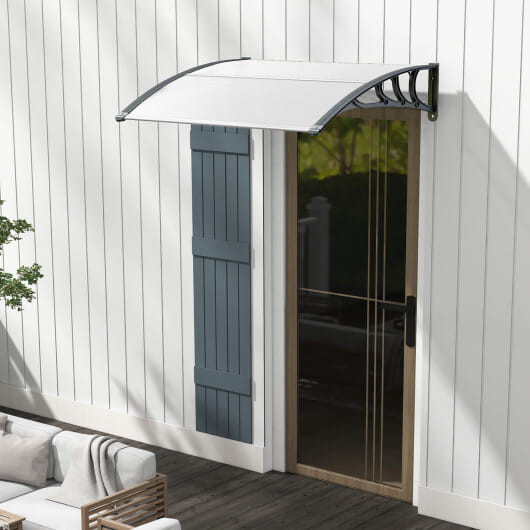 48 x 40 Inch Outdoor Front Door Window Awning Door Canopy Exterior-Gray - Color: Gray D681-NP11229HS