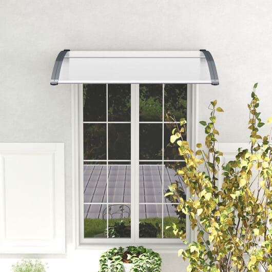 48 x 40 Inch Outdoor Front Door Window Awning Door Canopy Exterior-Gray - Color: Gray D681-NP11229HS