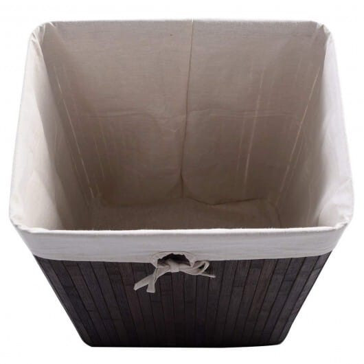 Rectangle Bamboo Hamper Laundry Basket Washing Cloth Bin Storage Bag Lid 3 color-Brown - Color: Bro D681-HW67642CF