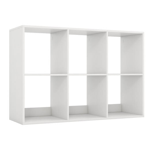 6 Cube Bookshelf with Back Guardrail for Living Room Bedroom-White - Color: White D681-CB10751WH