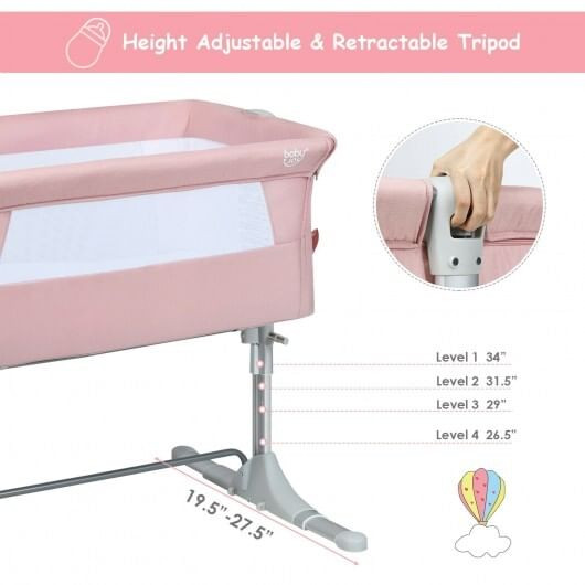 Travel Portable Baby Bed Side Sleeper  Bassinet Crib with Carrying Bag-Pink - Color: Pink D681-BB5339PI