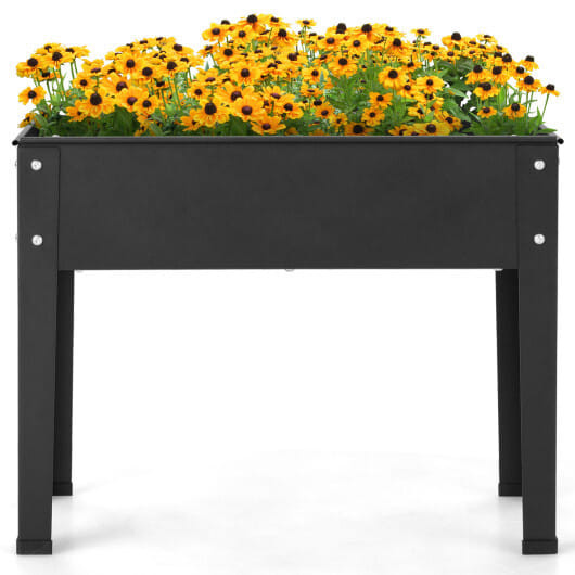 Metal Raised Garden Bed with Legs and Drainage Hole for Vegetable Flower-24 x 11 x 18 inches - Colo D681-GT3985BK
