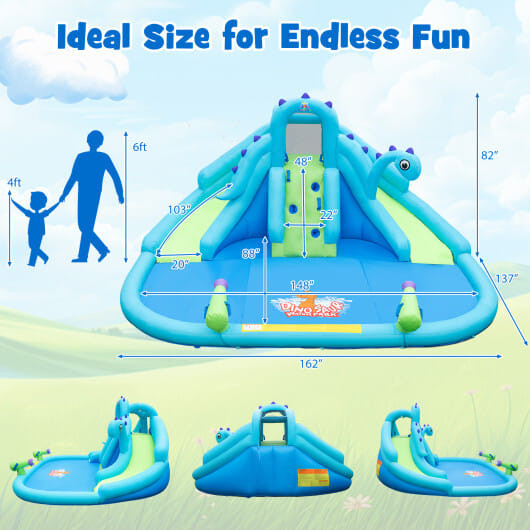 Inflatable Water Slide with Dual Slides and Large Splash Pool (Without Blower) - Color: Blue D681-NP11778