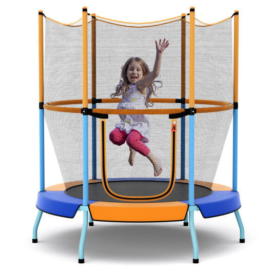 48 Inch Toddler Trampoline with Safety Enclosure Net-Orange - Color: Orange D681-TW10102OR