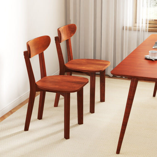 Solid Wood Dining Chair Set of 2 with Curved Backrest and Rubber Wood Frame-Espresso - Color: Espre D681-KC57809ES