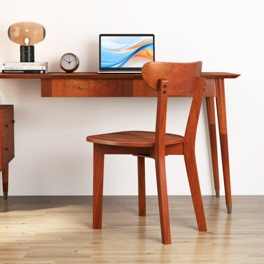 Solid Wood Dining Chair Set of 2 with Curved Backrest and Rubber Wood Frame-Espresso - Color: Espre D681-KC57809ES