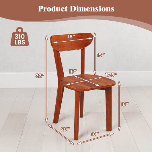 Solid Wood Dining Chair Set of 2 with Curved Backrest and Rubber Wood Frame-Espresso - Color: Espre D681-KC57809ES