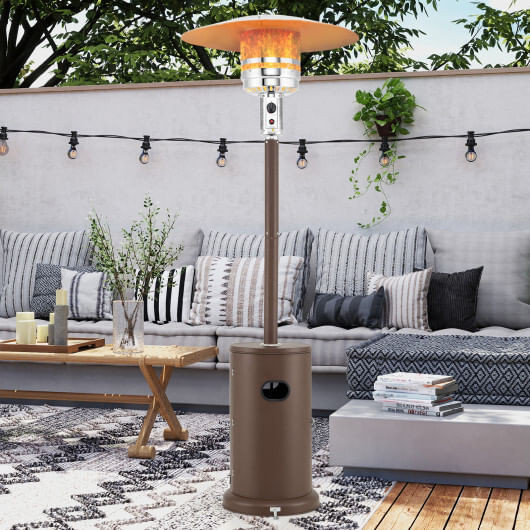 50000 BTU Propane Patio Heater with Round Table Design-Brown - Color: Brown D681-NP11996CF