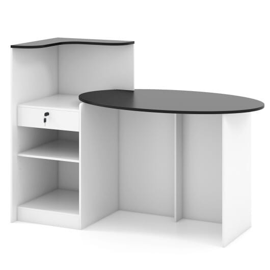 Modern Reception Desk Front Counter Desk with Oval Tabletop-Black - Color: Black D681-CB10865-DK+