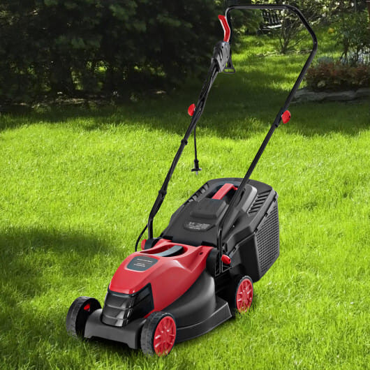 10 AMP 13 Inch Electric Corded Lawn Mower with Collection Box-Red - Color: Red D681-ET10032US-RE