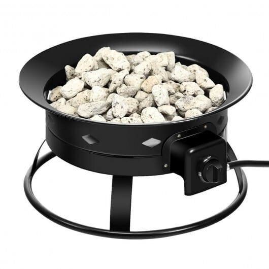 58 000BTU Firebowl Outdoor Portable Propane Gas Fire Pit with Cover and Carry Kit - Color: Black D681-OP3902