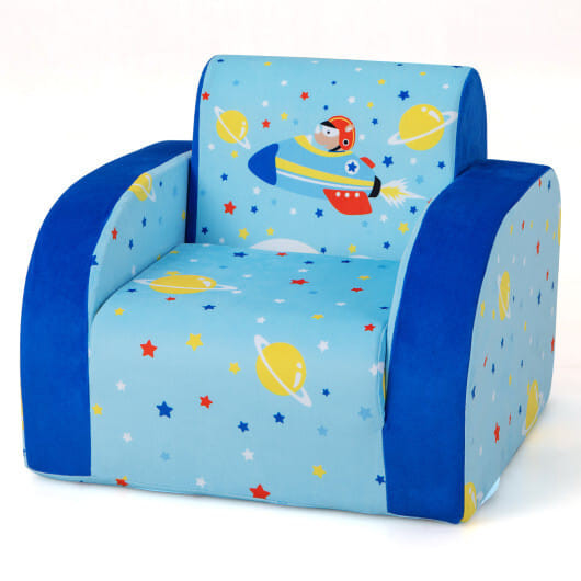 3 in 1 Convertible Flip Open Kids Sofa for Nap Play Sleep - Color: Blue D681-HY10210BL