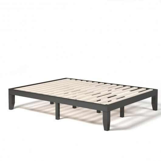 Queen Size 14 Inch Wooden Bed Mattress Frame-Brown - Color: Brown D681-HW63260BN
