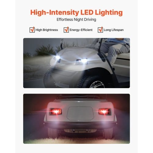  Golf Cart Light Kit, 12V, LED Headlight and Taillight Kit with Wiring Harness, Switch, Zip Ties, A E415-QCDTJCLUBCARL8AUB001V9
