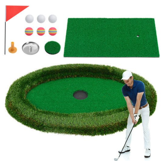 Floating Golf Green Oval Floating Chipping for Pool - Color: Green D681-SP38336
