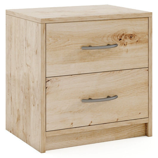 2 Drawer Nightstand with Storage for Living Room-Oak - Color: Oak D681-HU10888OK