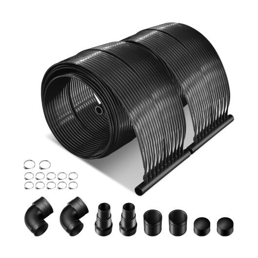 2 Pieces 10/16.4/20 Feet Weatherproof Solar Swimming Pool Heating System-L - Color: Black - Size: L D681-NP11010-6