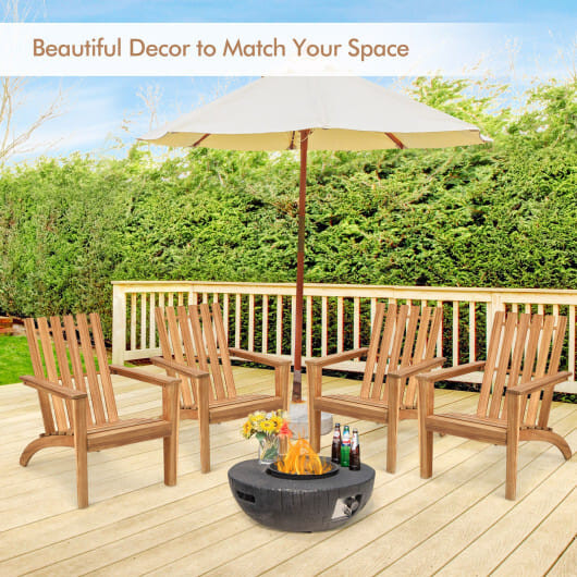 Outdoor Durable Patio Acacia Wood Adirondack Lounge Armchair-Natural - Color: Natural D681-OP70602OR
