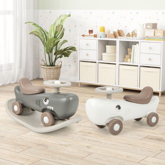 Convertible Rocking Horse and Sliding Car with Detachable Balance Board-White - Color: White D681-UY10060WH