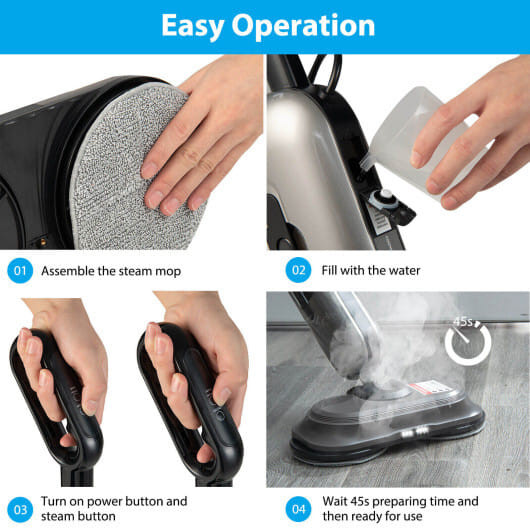 1100W Handheld Detachable Steam Mop with LED Headlights - Color: Gray D681-ES10121US-GR