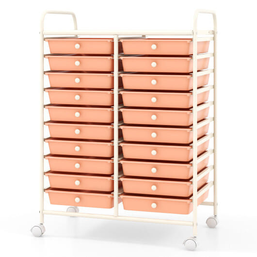 20 Drawers Rolling Storage Cart Studio Organizer-Peach - Color: Peach D681-HW56501PF