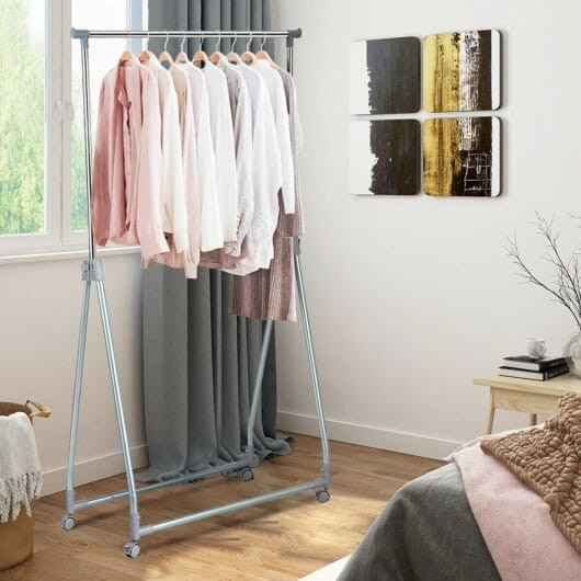 Extendable Foldable Heavy Duty Clothing Coat Rack Stand with Hanging Rod B593-HW63969