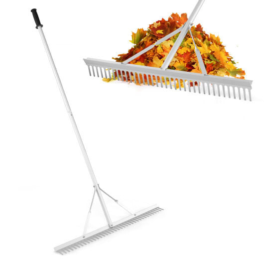 Aluminum Rake with 36 Inch Wide Rake Head and 68 Inch Long Handle - Color: Silver D681-NP11306