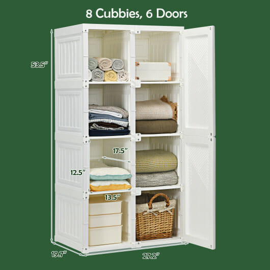Foldable Armoire Wardrobe Closet with 8 Cubby Storage B593-HU10509