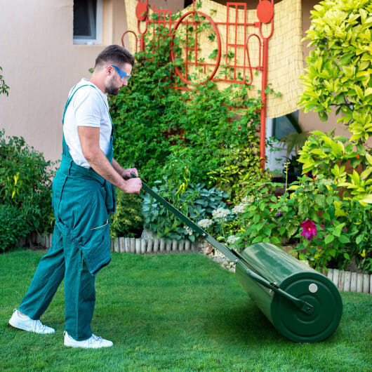 39 Inch Wide Push/Tow Lawn Roller-Green - Color: Green D681-GT4009GN