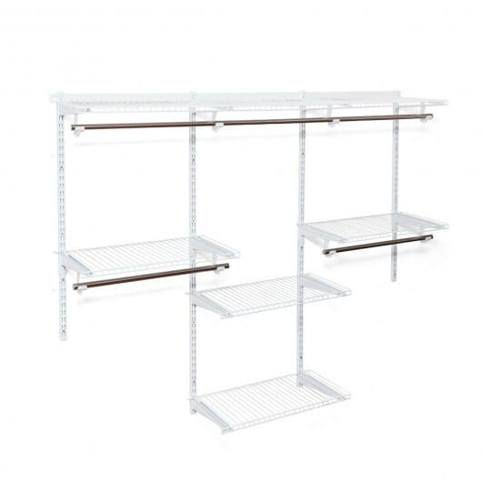 Adjustable Wall Mounted Closet Rack System with Shelf - Color: White D681-HW63355